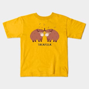 Yakapella Funny Singing Yak Design- Yaks Singing Acapella Kids T-Shirt